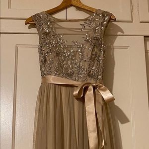 Aidan Mattox Embellished Tulle Cap-Sleeve Gown